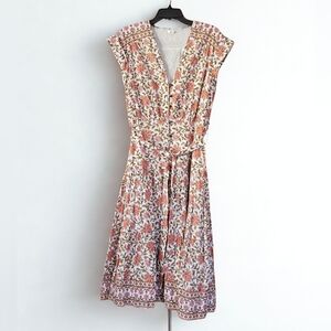 Veronica Beard Lexington Floral Print Belted Cotton Women's Dress Size 12